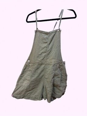 Olive Green Cotton Short Overalls Romper